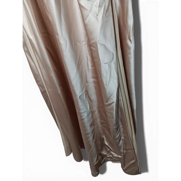 Revelry Champagne Satin Slip Maxi Dress Gown Cowl Neck Side Slit Size 12 Party - Picture 10 of 15